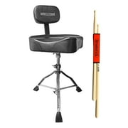 5 Core Drum Throne With Backrest Thick Padded Adjustable Guitar Stool Motorcycle Style Saddle Music Chair Seat For Adult Drummers - Ds Ch Blk Rest - Black